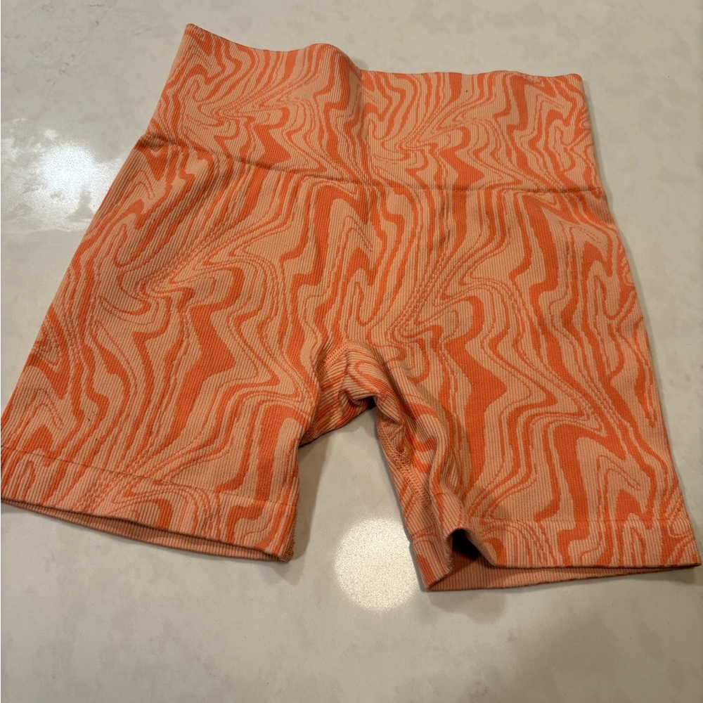 Orange Swirl Patterned Shorts